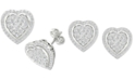 Macy's Diamond Heart Cluster Stud Earrings (1/2 ct. t.w.) in Sterling Silver